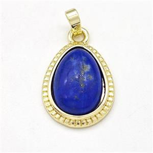 Blue Lapis Lazuli Teardrop Pendant Gold Plated, approx 15-19mm