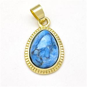 Blue Apatite Teardrop Pendant Gold Plated, approx 15-19mm