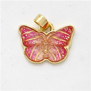 Red Resin Butterfly Pendant Gold Plated, approx 11-16mm