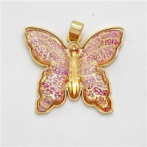 Red Resin Butterfly Pendant Gold Plated, approx 25-30mm