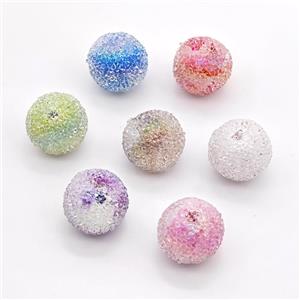 Resin Round Beads Mixed Color, approx 19mm