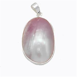 Natural Pink Mabe Shell Pendant Copper Platinum Plated, approx 20-28mm