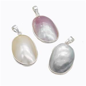 Natural Mabe Shell Pendant Copper Platinum Plated Mixed, approx 20-28mm