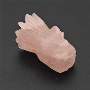 Natural Pink Rose Quartz Dragonhead Beads Carved, approx 15-25mm