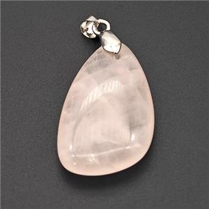 Natural Pink Rose Quartz Teardrop Pendant, approx 18-30mm