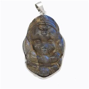 Natural Labradorite Buddha Pendant Carved, approx 20-34mm