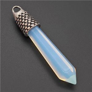 White Opalite Prism Pendant Alloy Antique Silver, approx 11-60mm