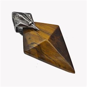 Natural Tiger Eye Stone Arrowhead Pendant Alloy Antique Silver, approx 20-40mm