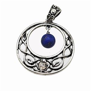 Alloy GoGo Pendant Pave Blue Lapis Antique Silver, approx 8mm, 30mm