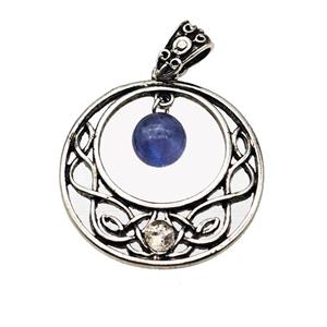 Alloy GoGo Pendant Pave Blue Kyanite Antique Silver, approx 8mm, 30mm