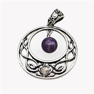 Alloy GoGo Pendant Pave Amethyst Antique Silver, approx 8mm, 30mm