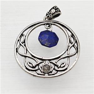 Alloy GoGo Pendant With Blue Lapis Antique Silver, approx 12mm, 40mm