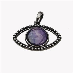 Alloy Eye Pendant Pave Fluorite Antique Silver, approx 16mm, 22-35mm