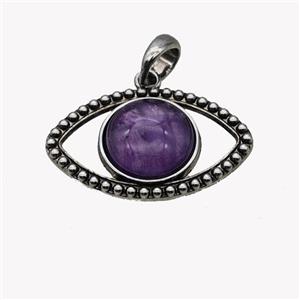 Alloy Eye Pendant Pave Purple Amethyst Antique Silver, approx 16mm, 22-35mm