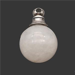 Natural Clear Quartz Perfume Bottle Pendant Sphere, approx 16mm