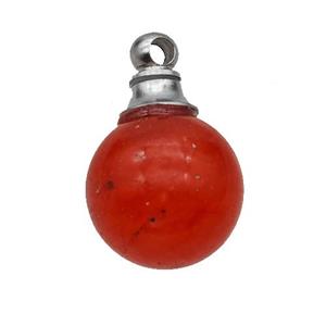 Red Dye Jade Perfume Bottle Pendant Sphere, approx 16mm