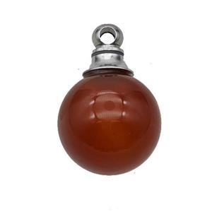 Natural Red Agate Perfume Bottle Pendant Dye Sphere, approx 16mm