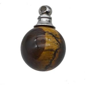 Natural Tiger Eye Stone Perfume Bottle Pendant Sphere, approx 16mm