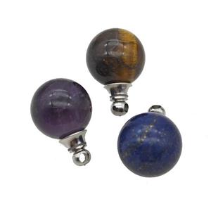 Natural Gemstone Perfume Bottle Pendant Sphere Mixed, approx 16mm