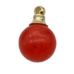 Red Dye Jade Perfume Bottle Pendant Sphere, approx 16mm