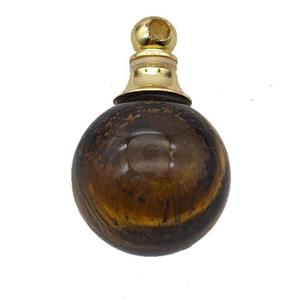 Natural Tiger Eye Stone Perfume Bottle Pendant Sphere, approx 16mm