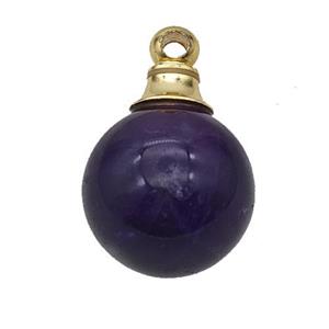 Natural Purple Amethyst Perfume Bottle Pendant Sphere, approx 16mm