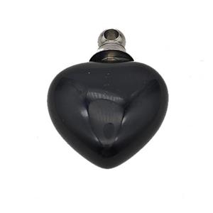 Natural Black Obsidian Perfume Bottle Pendant Heart, approx 20mm