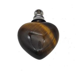 Natural Tiger Eye Stone Perfume Bottle Pendant Heart, approx 20mm