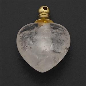 Natural Clear Quartz Perfume Bottle Pendant Heart, approx 20mm