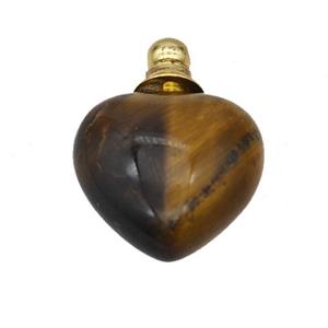 Natural Tiger Eye Stone Perfume Bottle Pendant Heart, approx 20mm