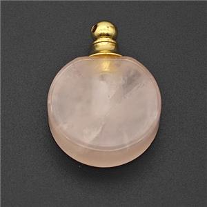 Natural Pink Rose Quartz Perfume Bottle Pendant, approx 20mm