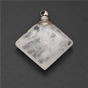 Natural Clear Quartz Perfume Bottle Pendant Square, approx 27mm