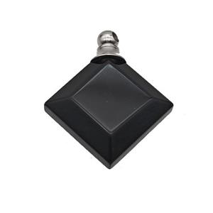 Natural Black Obsidian Perfume Bottle Pendant Square, approx 27mm