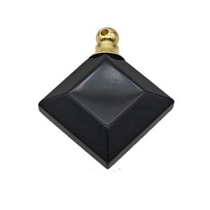 Natural Black Obsidian Perfume Bottle Pendant Square, approx 27mm