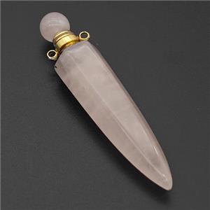 Natural Rose Quartz Perfume Bottle Pendant Bullet, approx 12-60mm