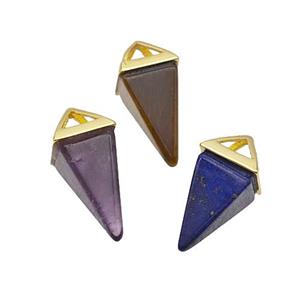 Natural Gemstone Pendulum Copper Gold Plated Mixed, approx 9-18mm