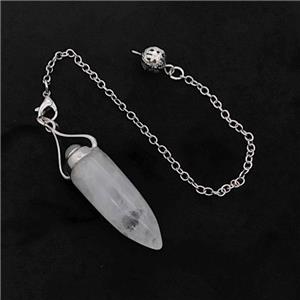 Clear Quartz Bullet Pendant With Chain, approx 12-40mm, 8mm, 16cm length