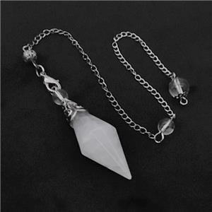 Clear Quartz Pendulum Pendant With Chain, approx 16-50mm, 8mm, 20cm length