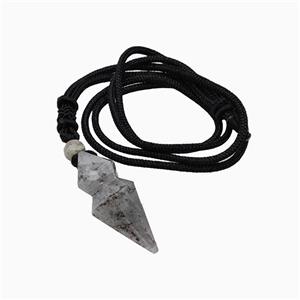 Labradorite Pendulum Necklace Black Nylon Cord, approx 16-35mm, 2mm