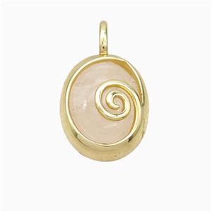 Copper Oval Pendant Pave Clear Quartz Gold Plated, approx 14-18mm