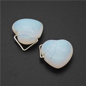 White Opalite Heart Pendant, approx 16mm