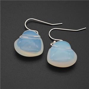 White Opalite Heart Hook Earrings, approx 16mm