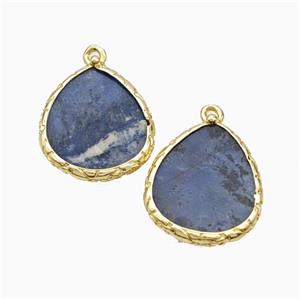 Natural Blue Sodalite Teardrop Pendant Gold Plated, approx 18-21mm