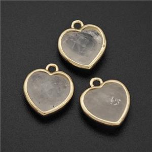 Natural Clear Quartz Heart Pendant Faceted Gold Plated, approx 10mm