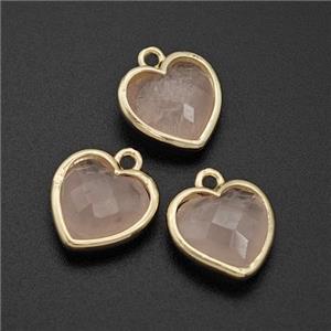 Natural Pink Rose Quartz Heart Pendant Faceted Gold Plated, approx 10mm