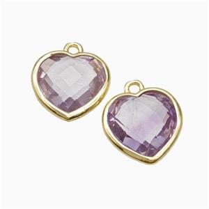 Natural Lt.purple Amethyst Heart Pendant Faceted Gold Plated, approx 12mm