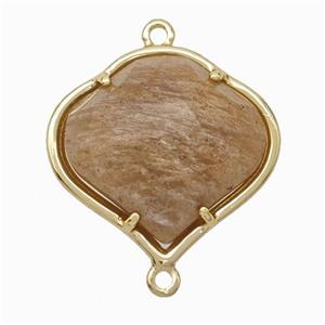 Natural Peach Sunstone FireBalloon Connector Gold Plated, approx 20-22mm