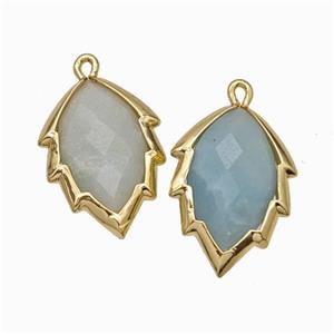 Natural Chinese Blue Amazonite Leaf Pendant Gold Plated, approx 14-20mm