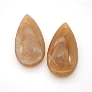 Peach Sunstone Teardrop Pendant, approx 20-40mm