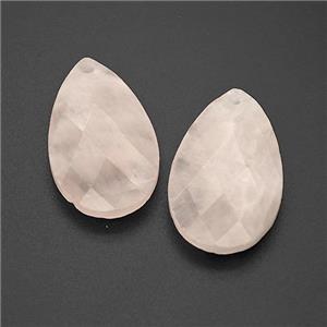 Natural Pink Rose Quartz Teardrop Pendant Faceted, approx 18-30mm